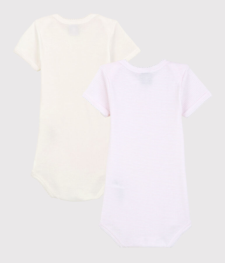 Set van 2 rompertjes met korte mouwen en milleraies-strepen voor baby's, van biologisch katoen multicouleur