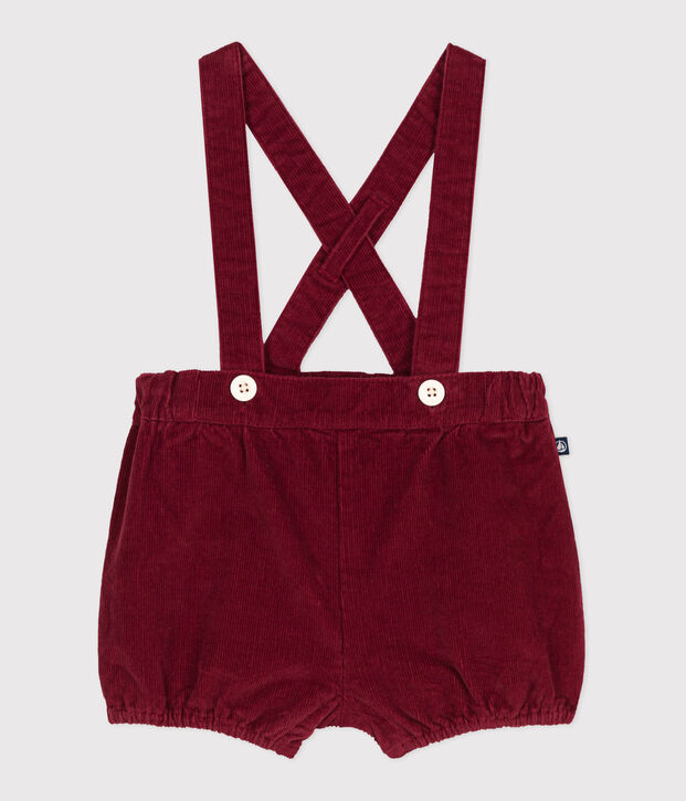 Effen fluwelen short met bretels voor baby's rood