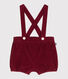 Effen fluwelen short met bretels voor baby's