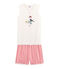 Pyjacourt fille en côte rose CUPCAKE/blanc MARSHMALLOW