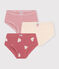 Set van 3 katoenen slips met hoge taille en hartje voor kinderen variante 1