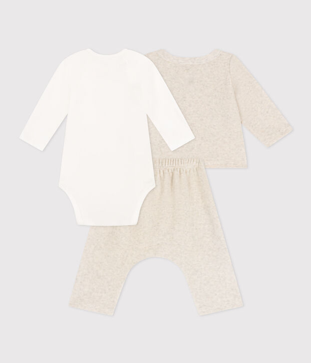 Ensemble en velours et body b&eacute;b&eacute; beige chin&eacute;