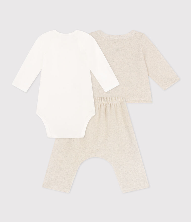 Setje van velours en rompertje voor baby's beige