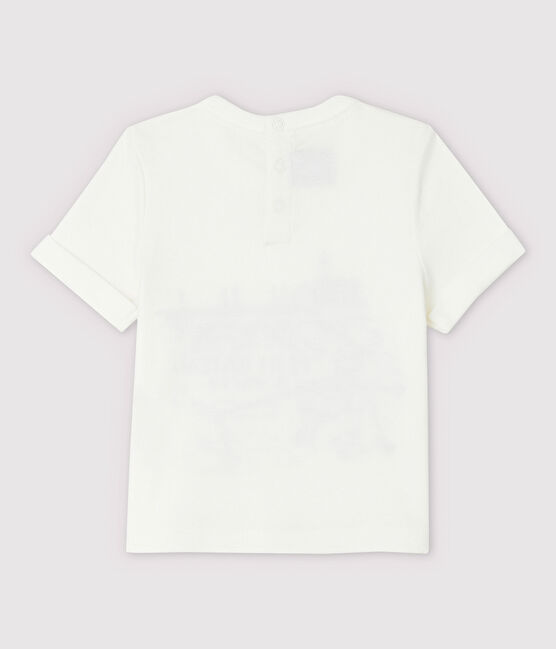 Katoenen T-shirt met korte mouwen voor babyjongens wit MARSHMALLOW
