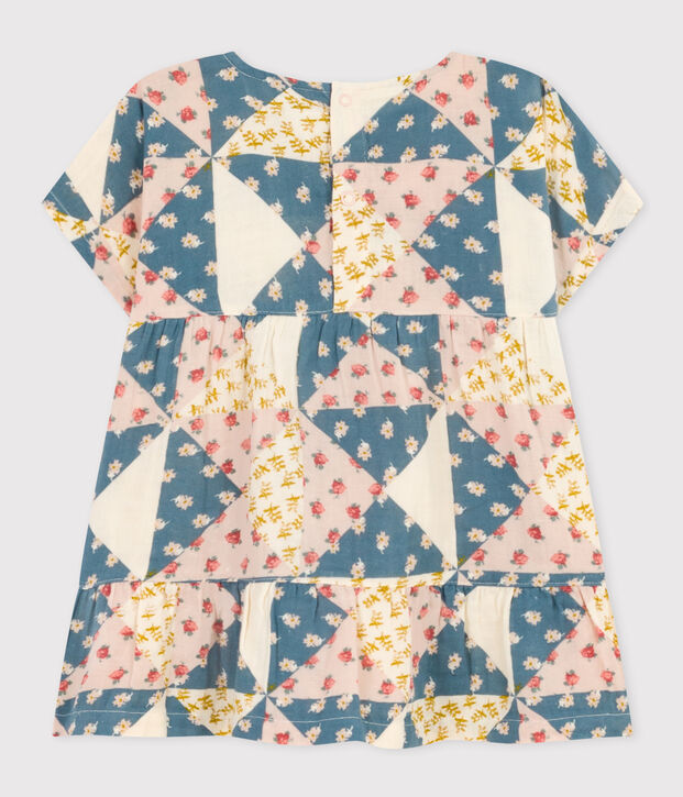 Babyjurkje van luchtig katoen met korte mouwen en print ecru/multicouleur