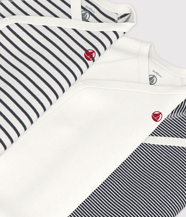 Trio van babyrompertjes met lange mouwen multicouleur