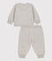 Ensemble 2 pièces bébé en tricot laine et coton gris BELUGA CHINE