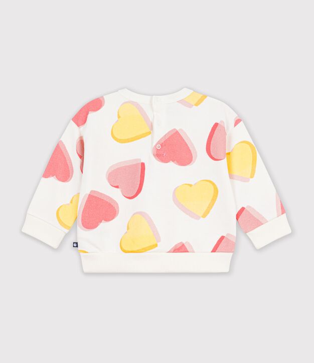 Katoenen sweatshirt met hartjesprint voor baby's wit/multicouleur