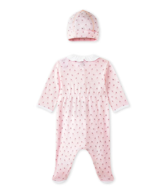 Slaappakje en geboortemutsje voor babymeisjes roze VIENNE/wit MULTICO