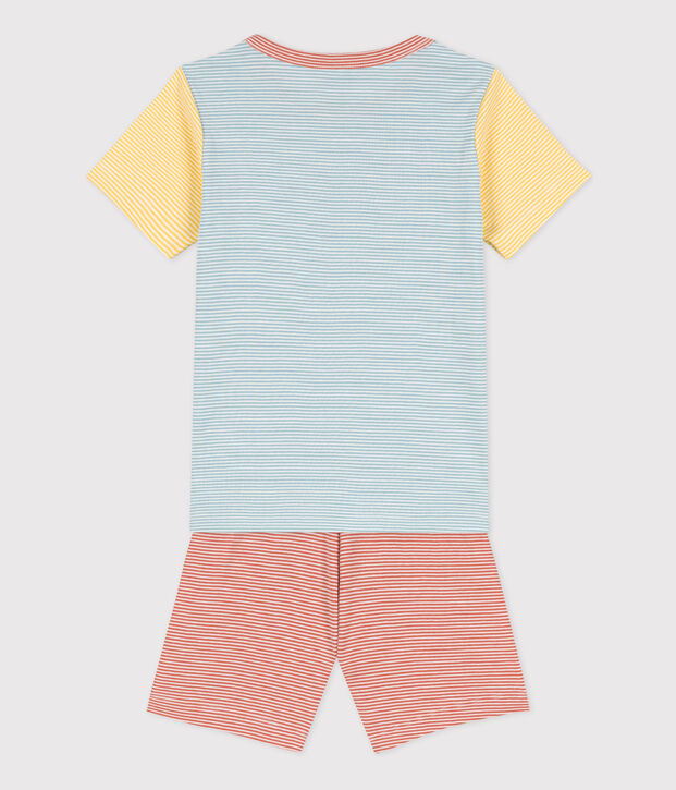 Pyjacourt milleraies tricolore en coton enfant bleu/multicouleur
