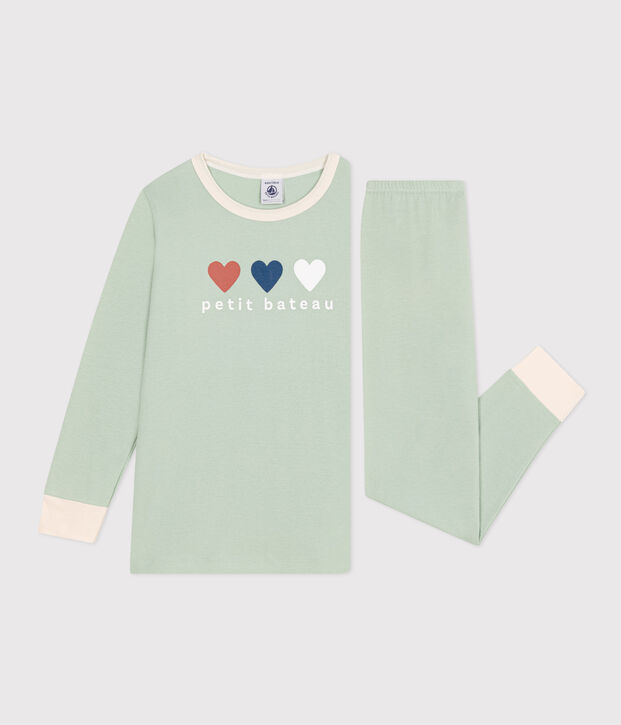 Effen katoenen pyjama voor kinderen groen