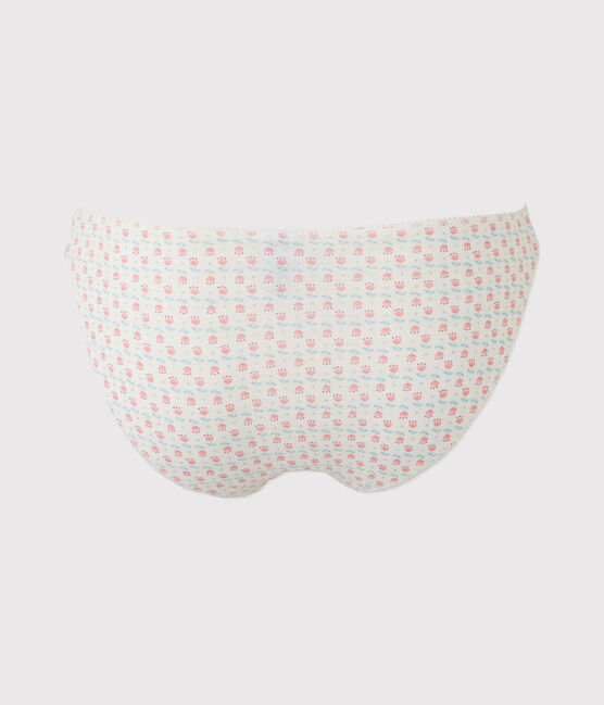 Meisjesslip in stretchjersey met dessin wit LAIT/wit MULTICO