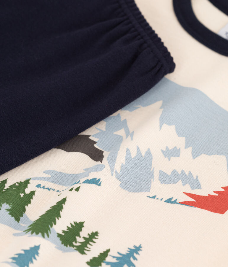 Katoenen pyjama voor kleine meisjes en jongens blauw SMOKING/wit MULTICO