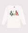Tee-shirt enfant manches longues en coton blanc ECUME/blanc MULTICO