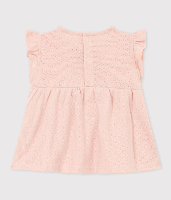 Blouse bébé sans manche en maille ajourée rose SALINE