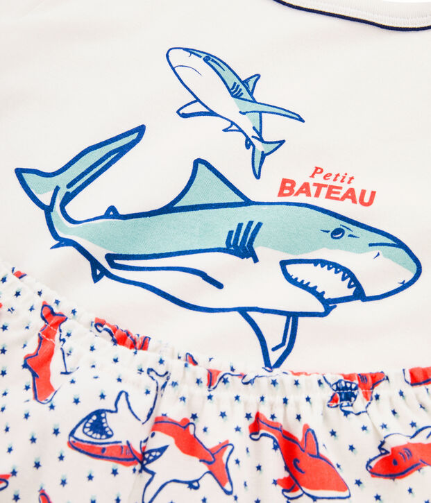 Pyjacourt petit gar&ccedil;on en c&ocirc;te blanc/multicouleur