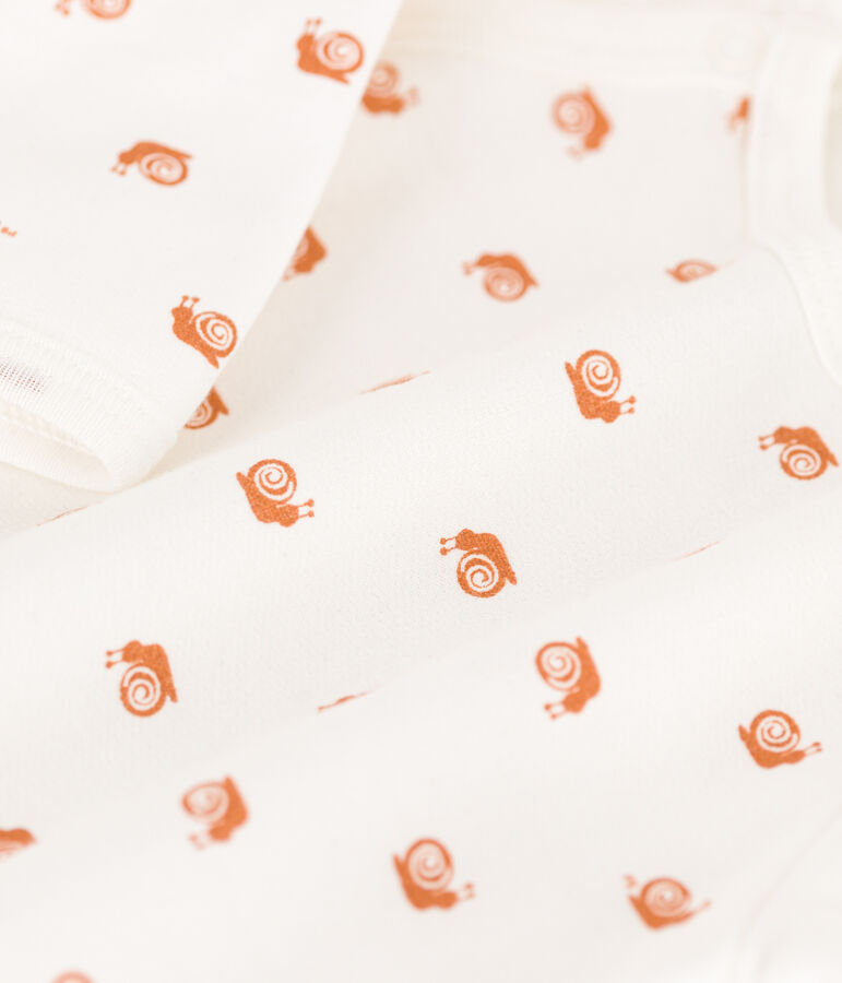 Slaappakje in molton met print voor baby's wit/bruin