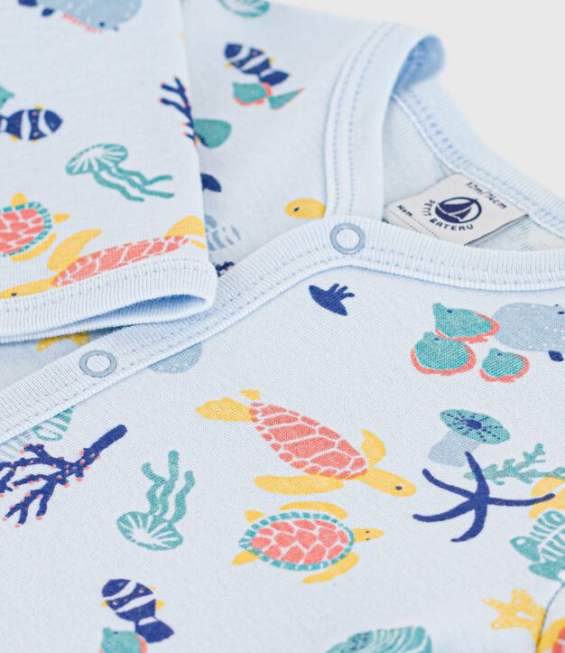 Katoenen babypyjama met lichtgevende marieneprint blauw/multicouleur