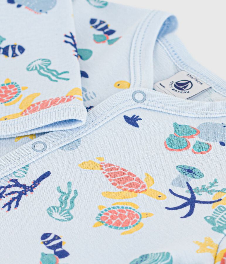 Katoenen babypyjama met lichtgevende marieneprint blauw/multicouleur