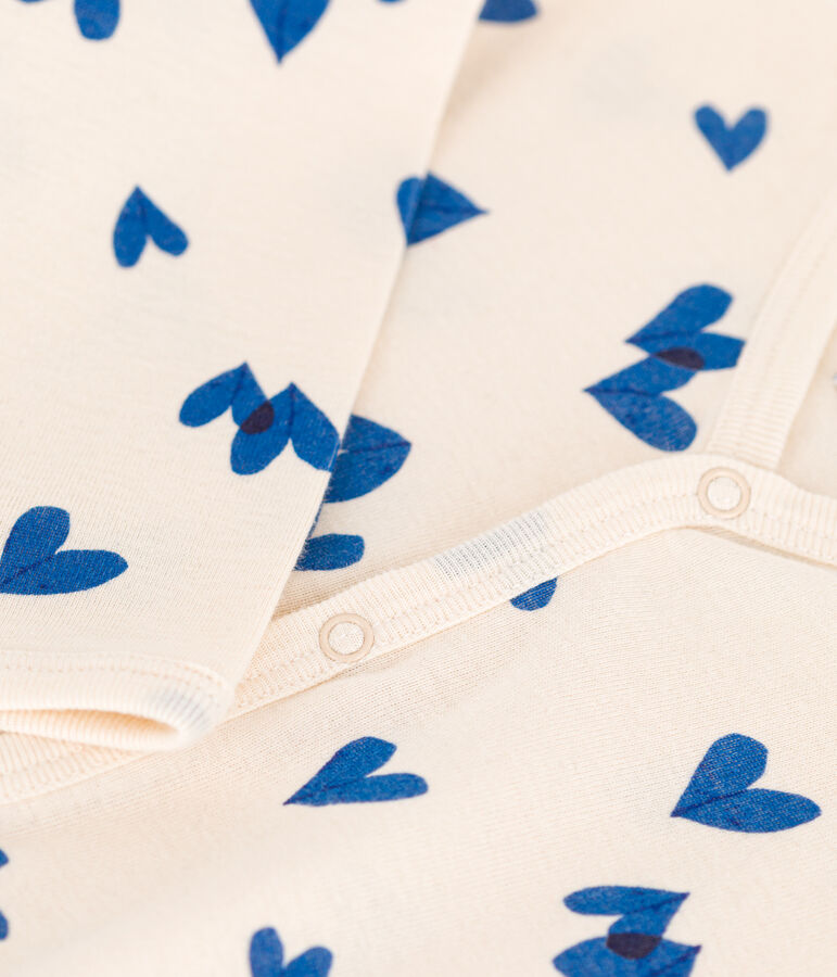Pyjama b&eacute;b&eacute; coeur bleu en coton &eacute;cru/multicouleur