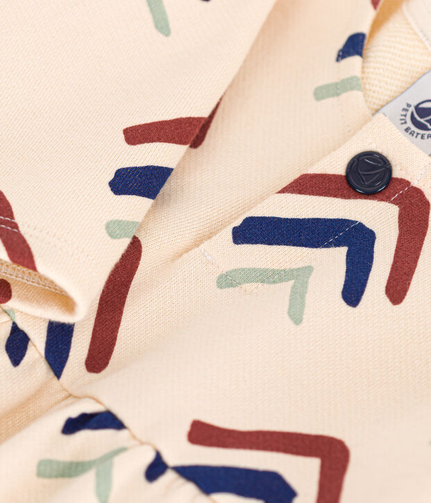 Babyjurk met lange mouwen in molton. ecru/multicouleur