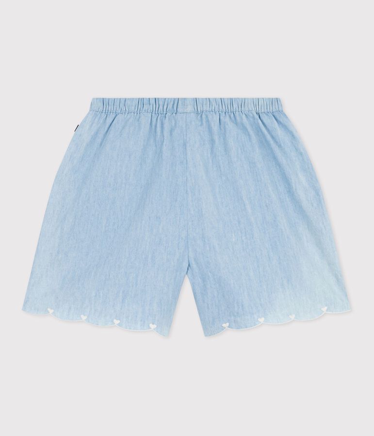 Short enfant en coton uni bleu BLEU CLAIR