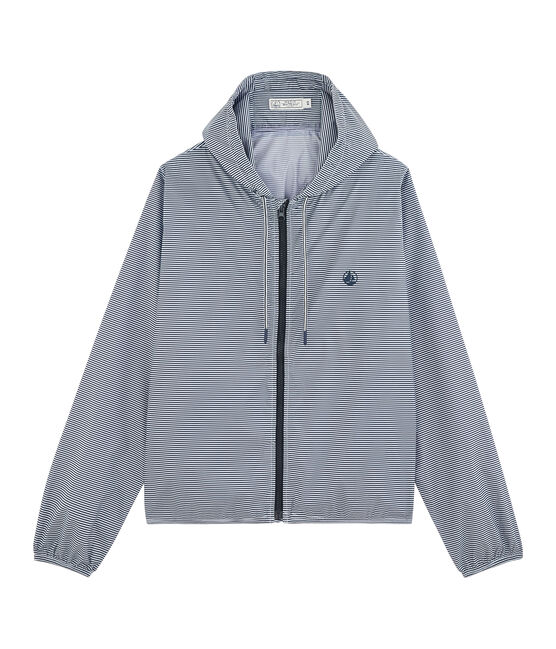 Kort windjack gemixt blauw SMOKING/wit MARSHMALLOW