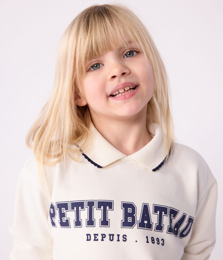 Katoenen sweatshirt met print voor kinderen ecru MILK