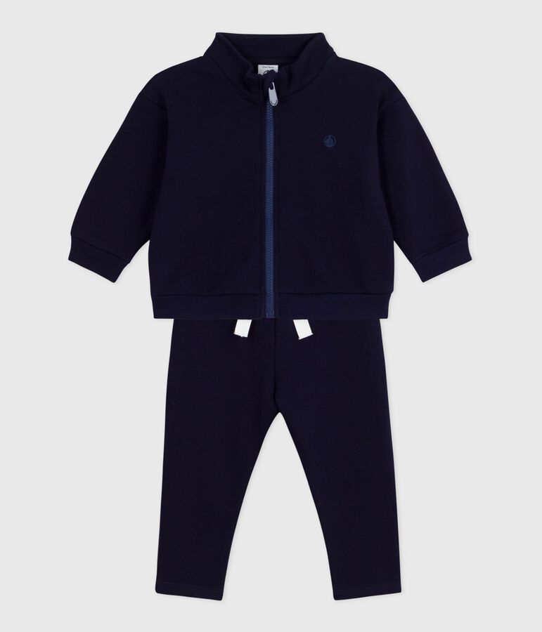Ensemble sweatshirt et pantalon b&eacute;b&eacute; en coton uni bleu