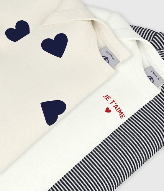 Setje van katoenen babybody's met korte mouwen en hartjesprint variante 1