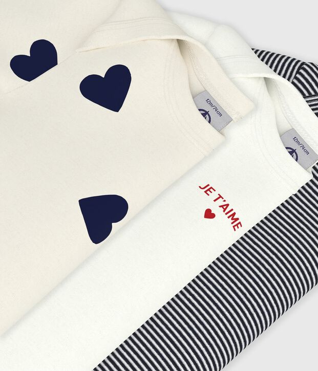 Lot de bodies manches courtes en coton imprim&eacute; c&oelig;ur b&eacute;b&eacute; multicouleur