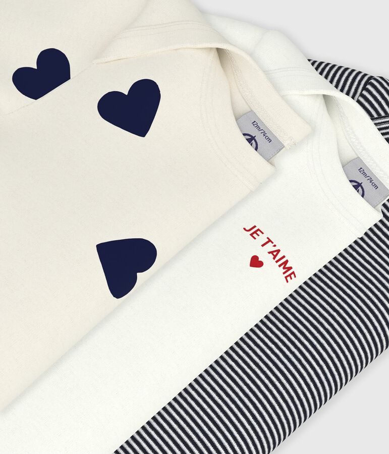 Setje van katoenen babybody's met korte mouwen en hartjesprint multicouleur