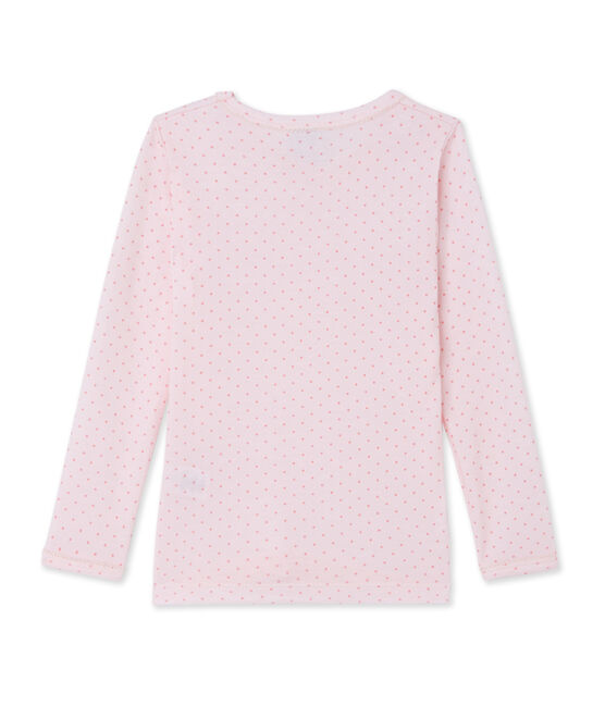 Meisjes-T-shirt met lange mouwen in wol/katoen roze VIENNE/roze GRETEL
