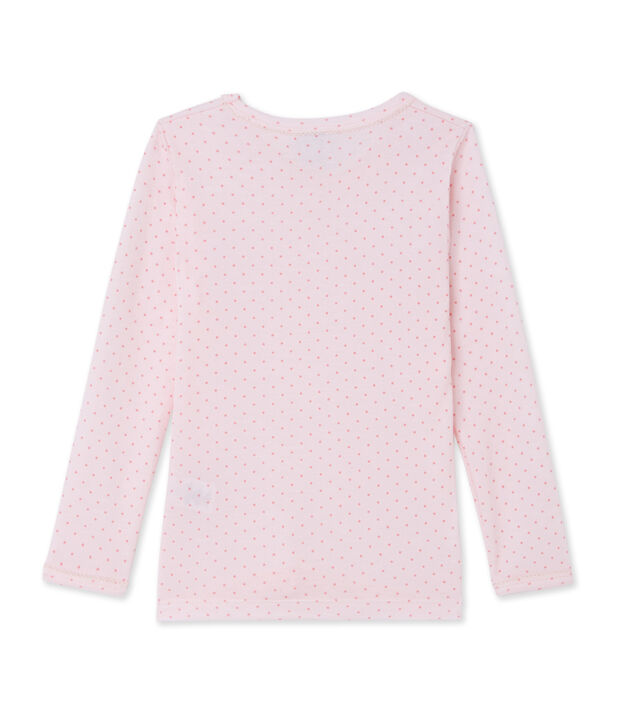 T-shirt fille en laine et coton rose/rose