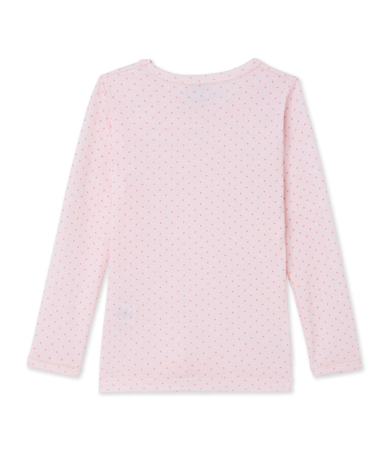 T-shirt fille en laine et coton rose/rose