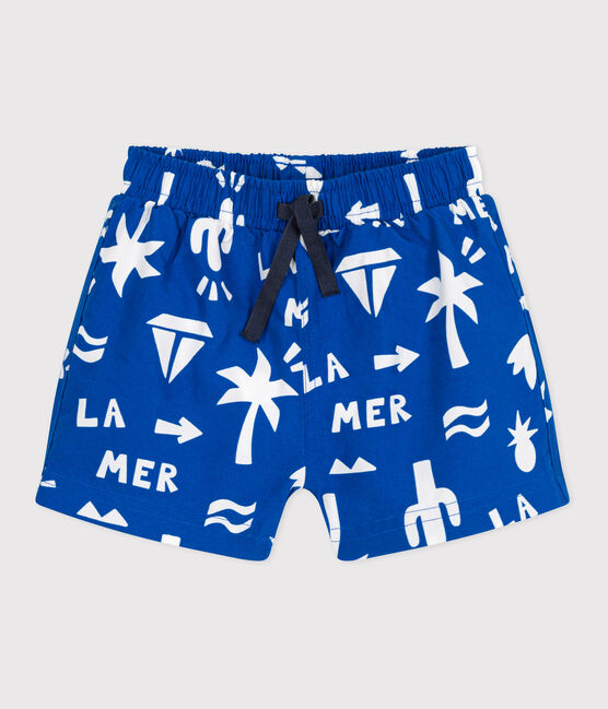 Short de bain bébé, imprimé plage bleu PORCELANA/ MARSHMALLOW
