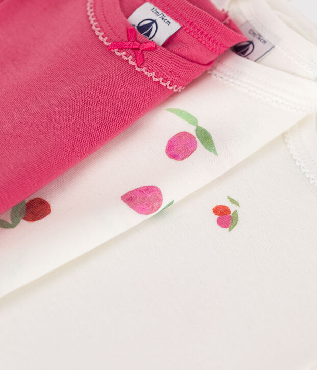 Setje met 3 katoenen babyrompertjes met korte mouw en bloemenprint multicouleur