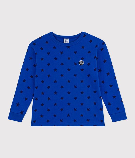 Katoenen T-shirt met lange mouwen en print voor kinderen blauw OLYMPIC+SOIR