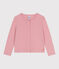 Effen katoenen cardigan voor kinderen roze CHARME
