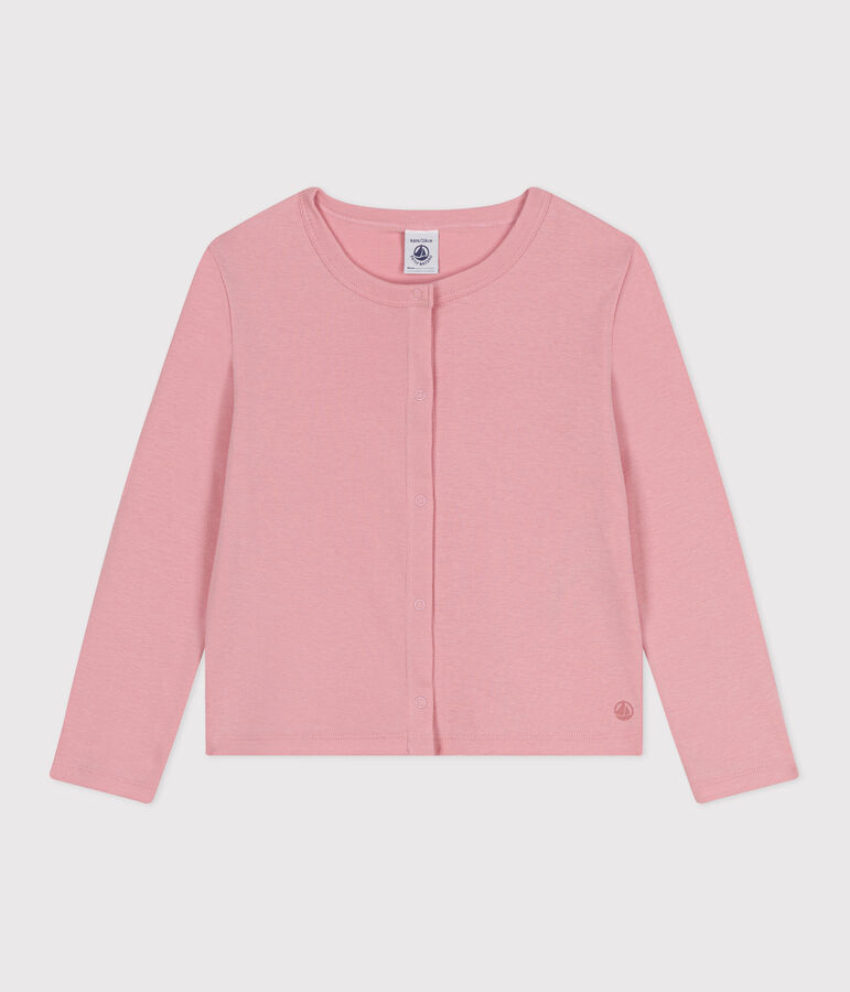 Cardigan enfant en coton uni rose