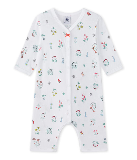Dors bien sans pieds bébé fille imprimé blanc ECUME/blanc MULTICO
