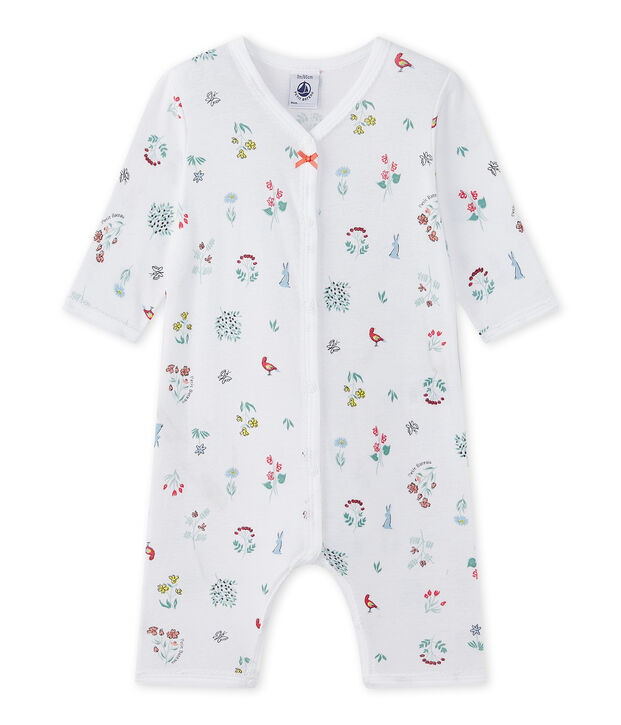 Pyjama zonder voetjes met dessin voor babymeisjes wit/multicouleur