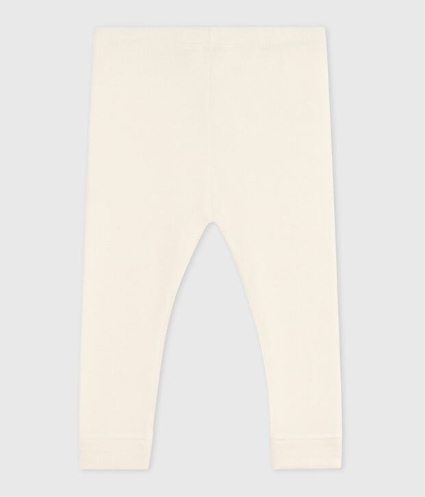Legging b&eacute;b&eacute; en coton uni blanc cass&eacute;