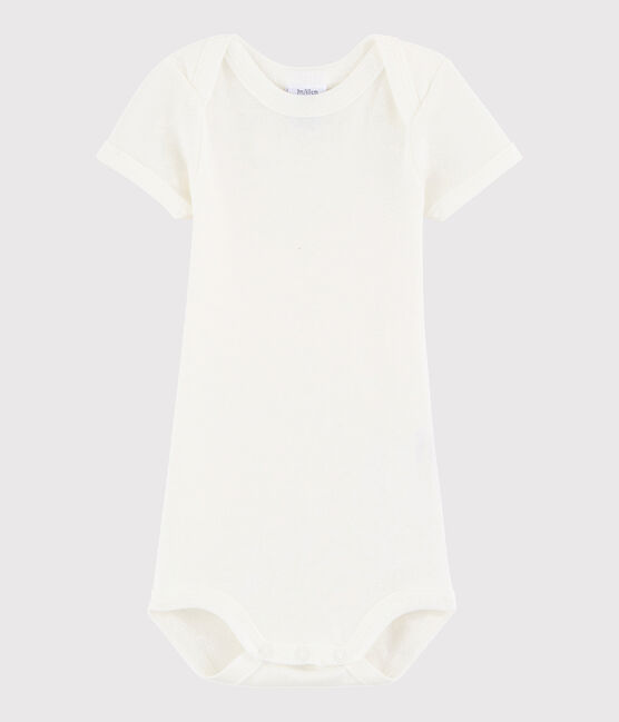 Rompertje met korte mouwen babymeisje - babyjongen wit MARSHMALLOW