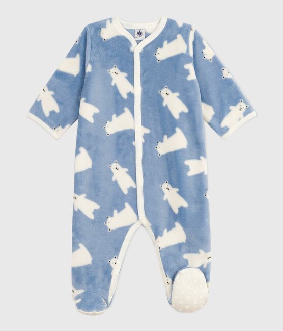 Overpyama in fleece voor de winter met beertjesmotief voor baby's BEACH/ MILK