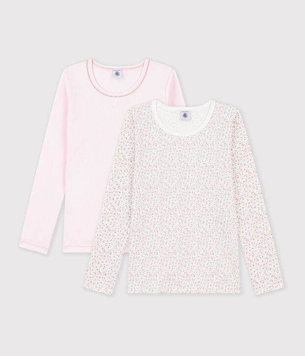 Setje T-shirts met lange mouw en bloemmotiefje voor kinderen multicouleur