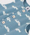 Combinaison longue bébé imprimée en molleton bleu ROVER/blanc MARSHMALLOW
