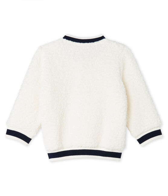 Cardigan baby gemixt van wollige sherpa wit MARSHMALLOW