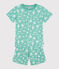 Pyjama short enfant en coton imprimé vert ALOEVERA/blanc MARSHMALLOW