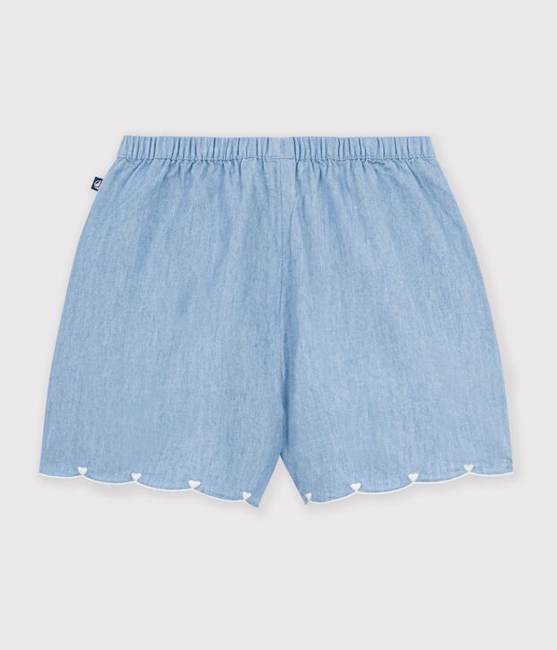 Effen katoenen short voor kinderen blauw